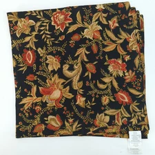 C F Industries Blakely Napkins Black Orange Floral Paisley Reversible Set of 4