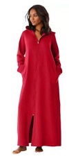 Dreams  Co. Plus Size Red Long Fleece Hoodie Robe Size L 18/20 Petite