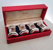 Cartier Vintage Sterling Silver Individual Salt & Pepper Set of 4 Original Box