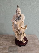 Vintage Detailed Hand Carved Statue Of Chinese General Guan Yu 15" Tall HEAVY