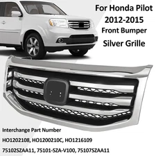 For 2012-2015 Honda Pilot Front Bumper Grille W/ silver Molding Surround Trim 13