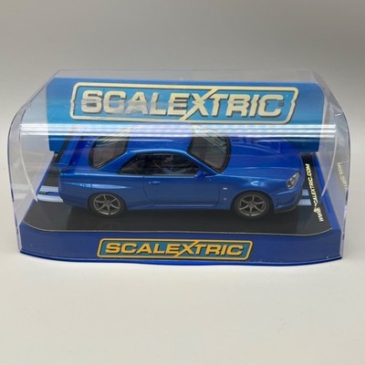 Scalextric 1/32 Nissan Skyline GT-R R34 Bayside Blue Slotcar - TOP
