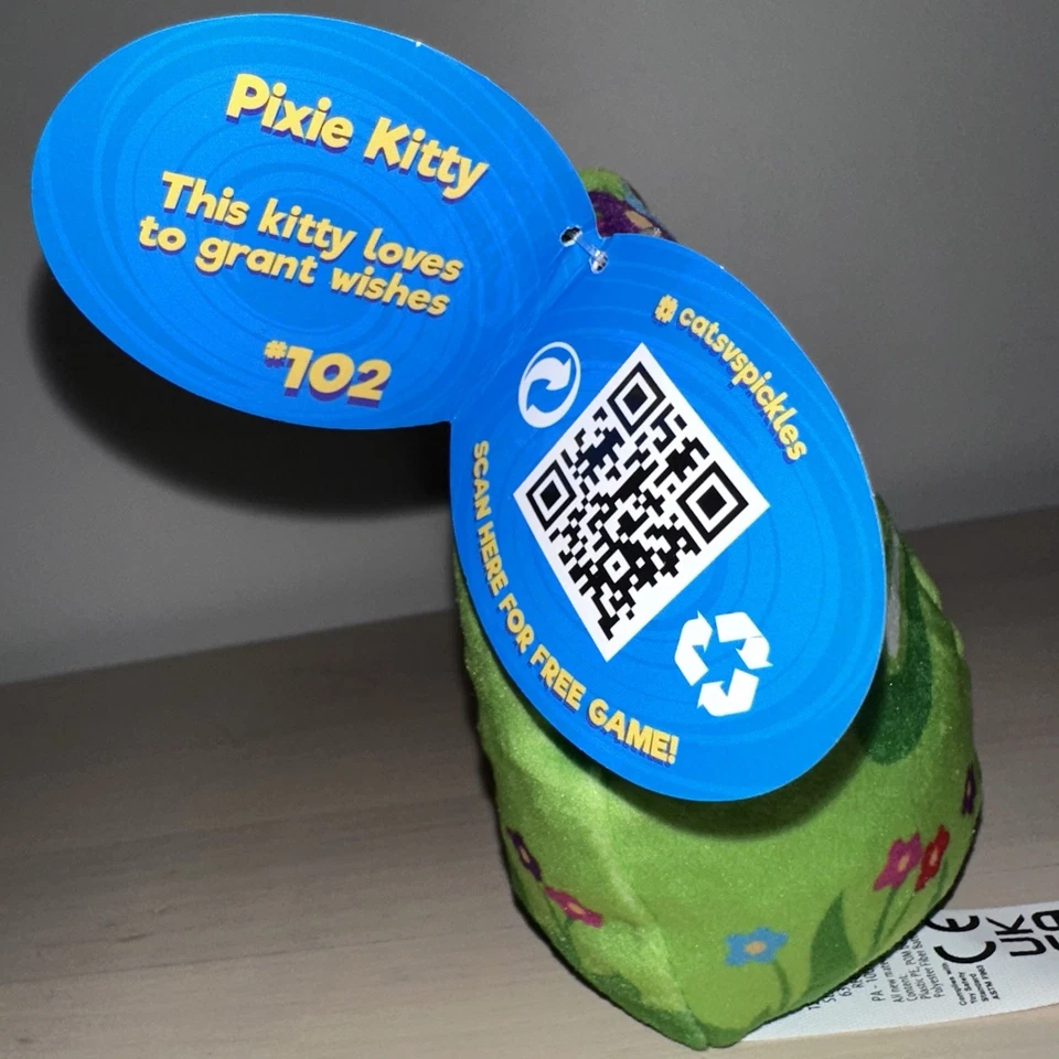 CATS VS PICKLES Pixie Kitty #104 Bean Bag Plush Fairy Green Flower BNWT - image 2 of 3