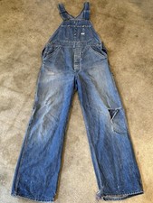 Vtg 1950s Lee Jelt Denim Overalls Sanforized Shield Back Distressed Thrashed