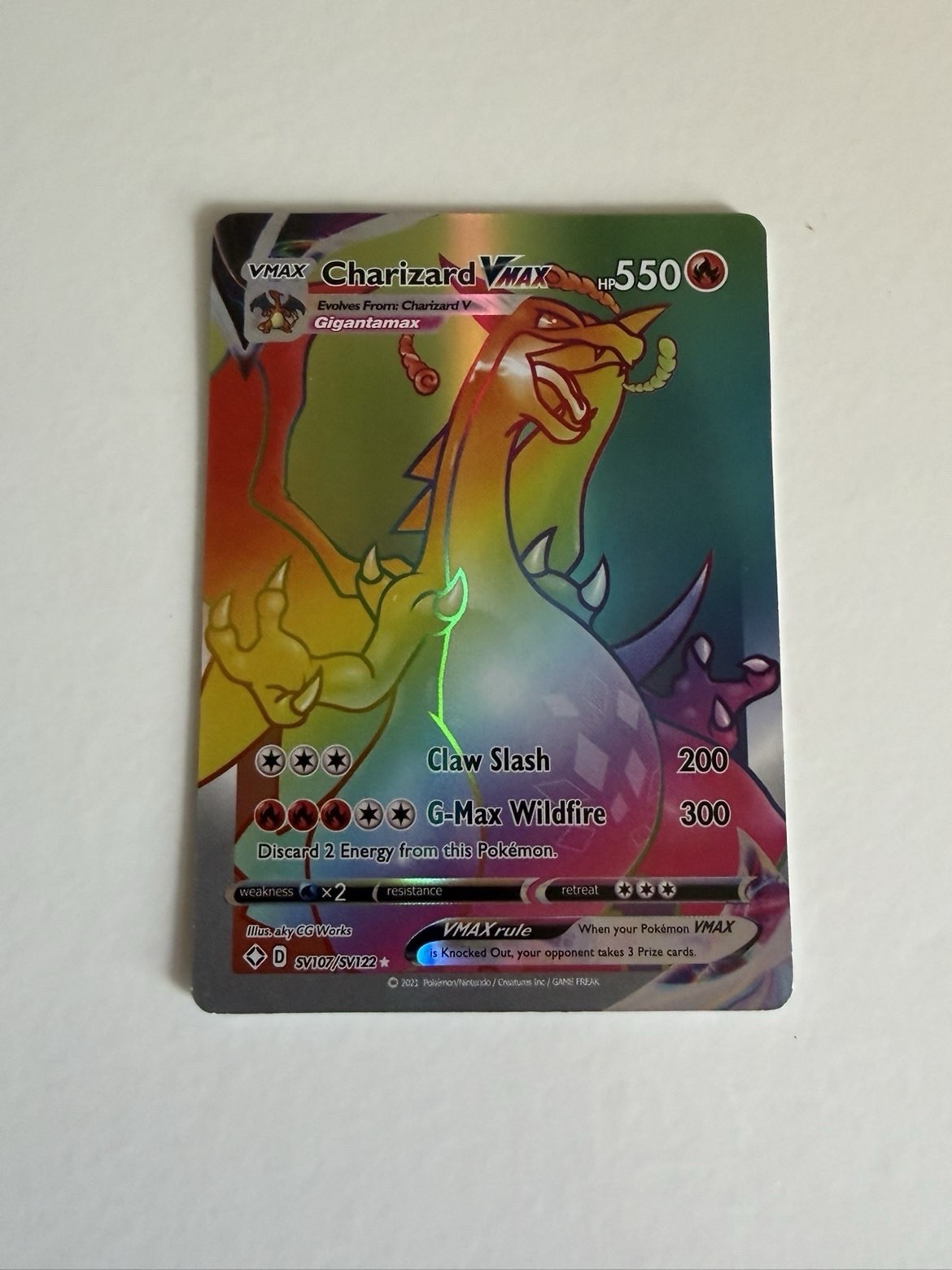 Pokémon Charizard VMAX SV107/SV122 Rainbow Holo Full Art – Near Mint