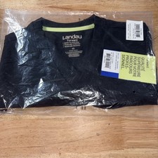Landau Forward Women s Curved Hem V-Neck Scrub Top Color: Black Size: XS RegNEW