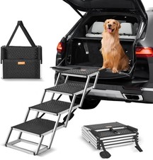 4-Step Dog Car Steps, Folding Dog Ramp with Nonslip Surface Portable Pet Steps