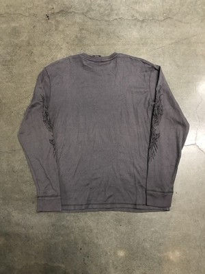 Vintage Y2K MMA Elite Waffle Knit Thermal Long Sleeve Skull Grey 