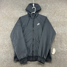 Nike Jacket Mens Medium Black Full Zip Windrunner Mesh Lined Hooded Polyester