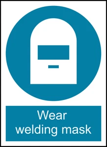 Wear Welding Mask Safety PPE Warning Self Adhesive Vinyl Sticker