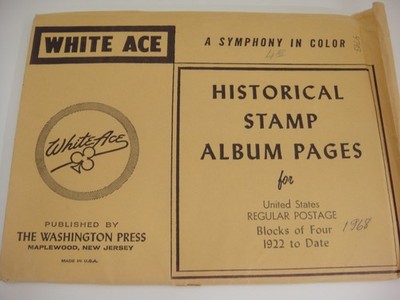 White Ace U.S. 1922-1968 Regular Postage Blocks of 4 Part One Stamp Album NOS