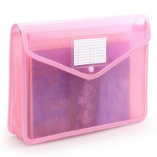 Plastic Expanding File Folder, Transparent envelopes with Snap Closure, No