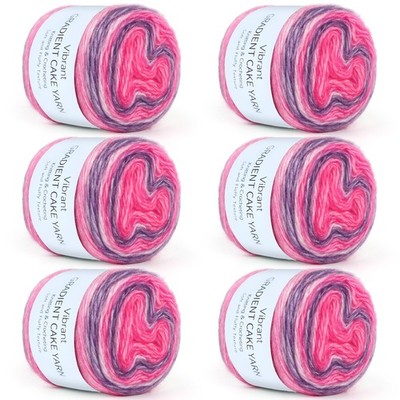 Aeelike Cake Yarn for Crocheting, Soft Ombre 6 pcs, Lotus Purple Gradient