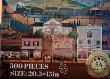 BRAND-NEW "COUNTRYSIDE TOWN" 500-piece jigsaw puzzle. Size: 20.5" x 15".