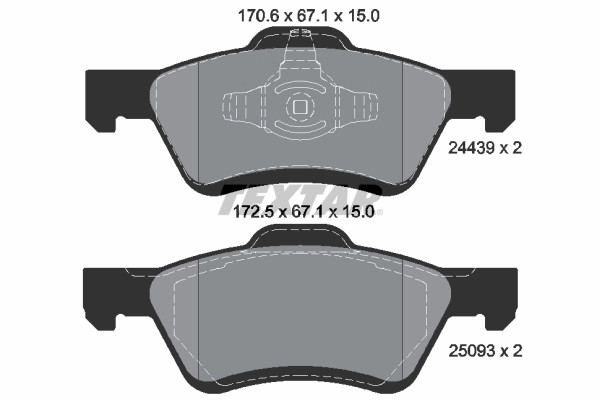 Plaquettes de frein à disque Textar 2443901 pour système de freinage OE 5U2Z2V001G