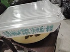 Vintage Pyrex 0503 Turquoise Amish Butterprint 1 1/2 Qt Casserole Dish With Lid
