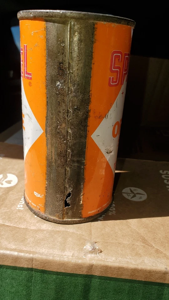 Lata de refresco de tapa plana vintage naranja brillante Foto 4 de 4