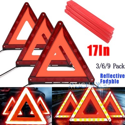 3/6/9 Pack Emergency Warning Triangles Reflector Safety Triangles DOT Approved