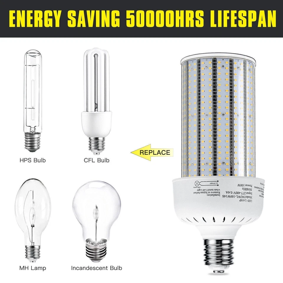 100W LED Corn Bulb 5000K For Warehouse Factory Office Light AC480V (400W MH Equ) - Image 2 of 4