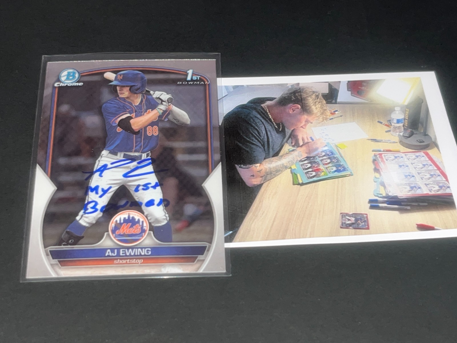 AJ Ewing New York Mets Auto Signed 2023 1st Bowman Chrome My 1st Bowman -