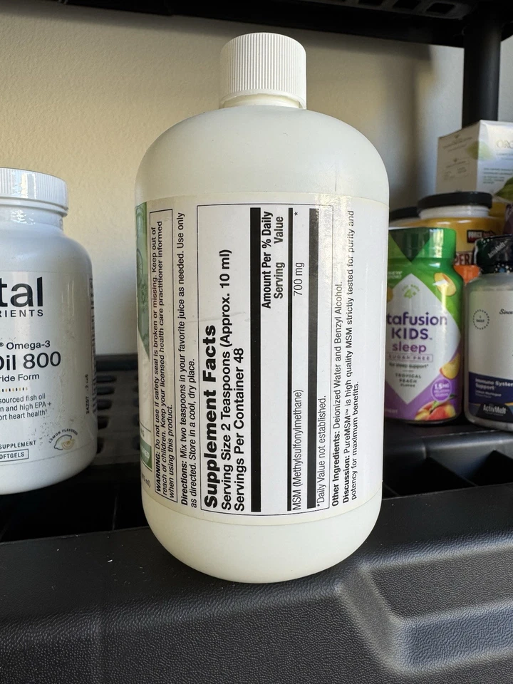 Жидкость Pure MSM, без вкуса, 700 мг, 16 жидких унций (473 мл) - Изображение 2 из 2