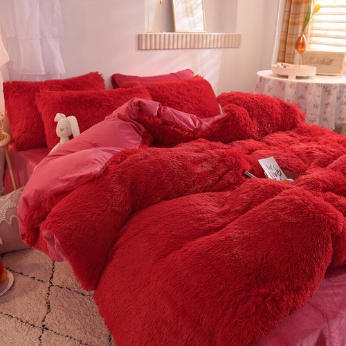 Luxury Velvet Plush Warm Bedding Set Duvet Cover Bed Sheets Pillowcases 4/5pcs - Picture 9 of 27