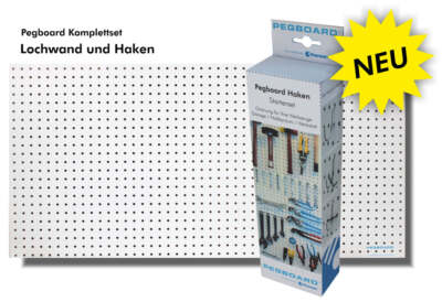 Werkzeugwand-Set - Lochwand aus Holz (MDF) + 67-teiliges Hakenset