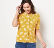 Isaac Mizrahi Live Bridgehampton Printed Shell Cardigan - Dijon Sz 2X a483247