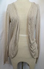 NWT Elena Baldi beige open front Cardigan Lace back Size M Sheer