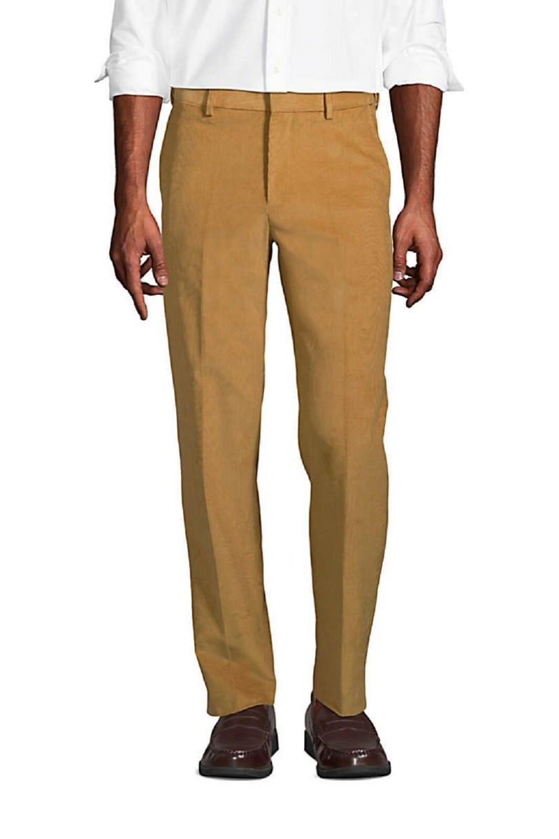 Lands' End Men's Comfort Waist, Summer-Weight Fine Wale Plain Front  Corduroys