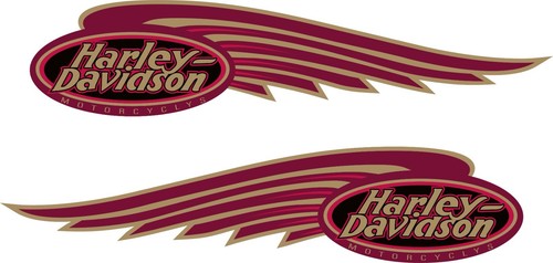Fits Harley Davidson Gas Tank Vinyl Decals Springer FXSTS Gold & Plum 2 pcs