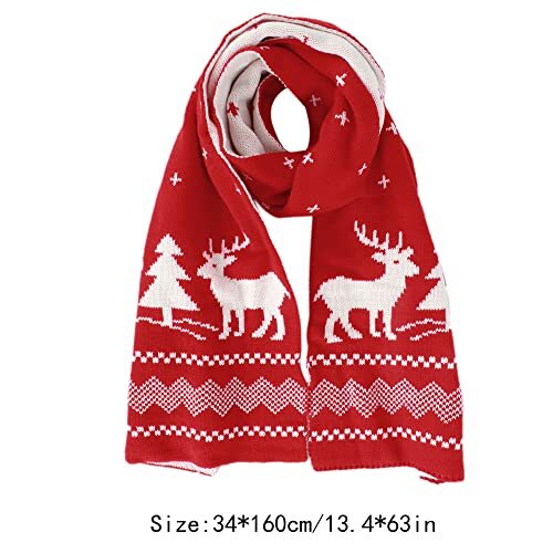 Sun Kea Winter Warm Knitted Scarf Reindeer Pattern Christmas Neck