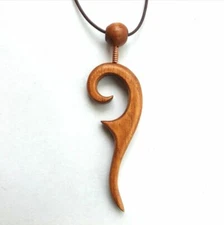 Princess Moana Maui Fish Hook Necklace Pendant Men Wooden Nature Handicraft