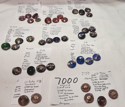 Lot 7000 Vtg 2 Pc Rare 20 to 21mm Wedding Cake Glass Button Cabochon Lamp work