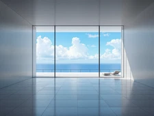 Empty Room Looking out on an Infinite Minimalism Ocean Poster Art Print