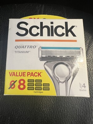 Schick Quattro 4 Blade Titanium Shaver - 8 Cartridges (k5)