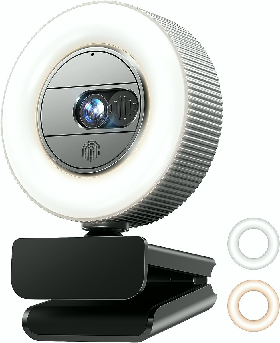 2K QHD Webcam with Sony Sensor and Built-in Ring Light,G910 Web Camera with  Micr