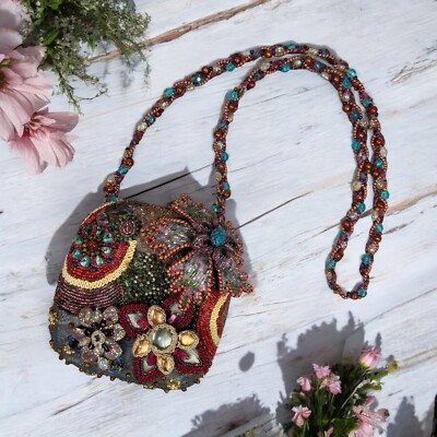 Mary Frances Beaded Purse 80s Glam Sparkly Formal Artsy Boho - Main Image