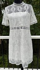 MinkPink Tell Tale Womens Lace Tee White Dress Size Large
