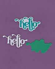 HELLO  20 with background die cuts scrapbook cards