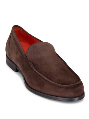 Santoni Faith-SVUT50 Suede Loafers Dark Brown Size 10.5 Men's Shoes
