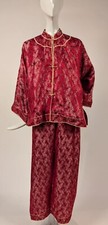 BEAUTIFUL CHINESE 1940  S CHERRY  BLOSSOM SILK JACQUARD PAJAMAS