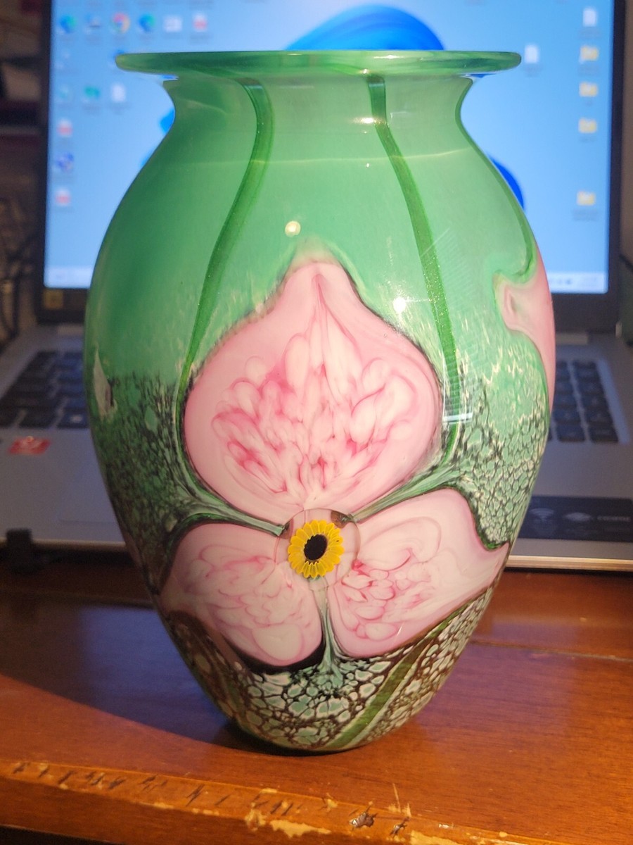 ロバートアイクホルト ROBERT EICKHOLT ペーパーウェイト 1992 Rare Vintage Robert G. Eickholt Glass Studio Large Hand Blown Art