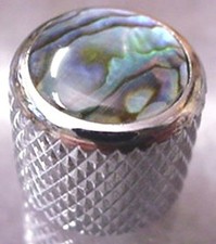 CHROME ABALONE PUSH-ON GUITAR KNOBS COARSE KNURL