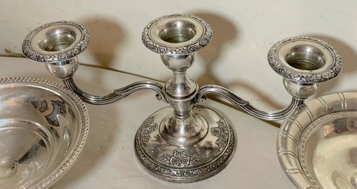 3 candelabro con patas de compota de plata esterlina plato candelabro adornado Webster - Imagen 11 de 17