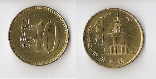 South Korea 10 won 1972 UNC!!!