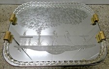 VENETIAN ETCHED MIRROR DRINKS SERVING TRAY TWISTED GLASS GILT FLAKE GALLERY 