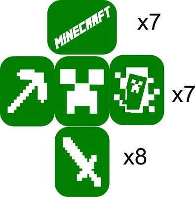 ADD POWER STENCILS 36 x Minecraft Body Art, Face paint Glass Etching Glitter Stencil Art Drawing