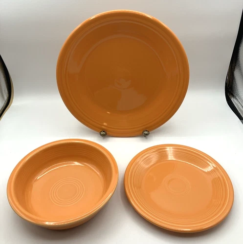 3 Piece Tangerine Fiesta Setting~Great For Replacements Or Additions Excellent