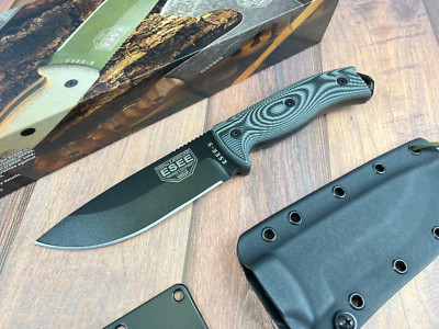 ESEE Model 5 3D 5.25'' Black 1095HC Micarta Fixed Knife w/Sheath 5PB002